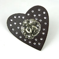 Cherubs Rustic Metal Crystal Heart Pendant, each
