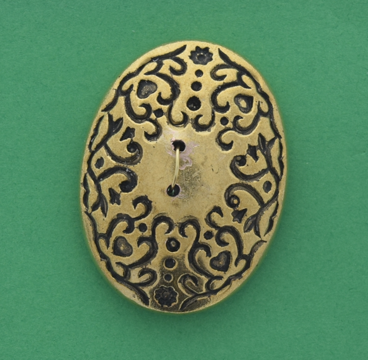button 41x31mm Baroque Oval Flatback, gold plated ea