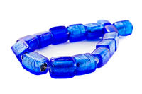 12x8mm Blue Glass Cube Beads, Sold by Strand