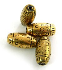 23x11mm Vintage Brass Etched Barrel Beads, strand