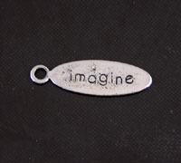 6x21mm Stamped Oval Imagine Charm, Vintage Silver pk/6