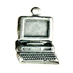 1990 Desk Top COMPUTER Charm w/loop, Classic Silver, Each