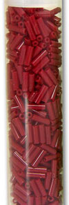 Bugle Beads #3, Opaque Dark Red, Japanese Glass, Approx. 606 beads