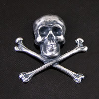 21mm Skull and Crossbones Charm, Jolly Roger, Classic Silver, pack of 6