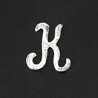 11mm Letter K Alphabet Classic Silver Metal Charm, pack of 6