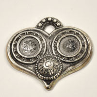 50mm x 45mm Antique Silver, Viking Celtic Heart Pendant 11.7mm bezels, each