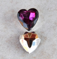15x14mm 3-D Fuchsia Acrylic Faceted Heart Stone, pk/12