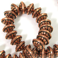 10mm Vintage Beaded Rondelle Antiqued Copper, strand