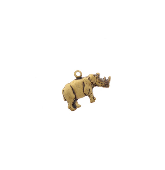 18mm Antique Gold Right Face Rhino Charm, Pack of 6