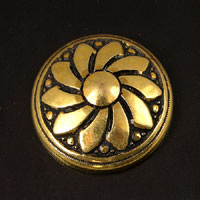30mm Sun Flower Cabochon, Antique Gold, pack of 6