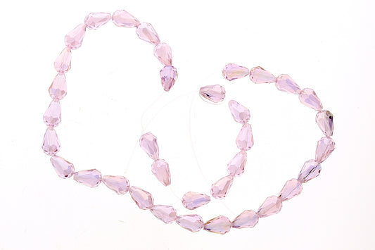 12x8mm Pink Teardrop Fire-n-Ice Crystal sold by 16" Strand