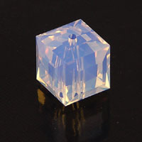 Swarovski Crystal 8mm Square Beads, White Opal, pack of 2