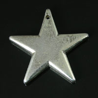 33mm Smooth Star Pendant Charm, drilled, Silver, Pkg/6