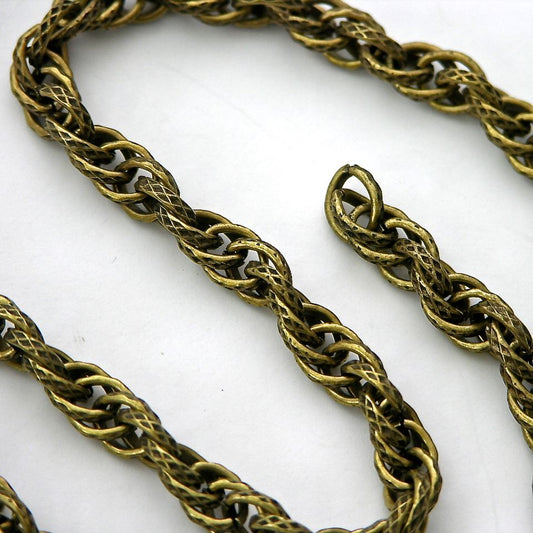 4mm Double Link Chain, Vintage Brass, 10 foot roll