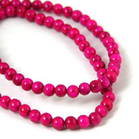 4mm Fuchsia/Hot Pink Fossil Beads, 16in strand