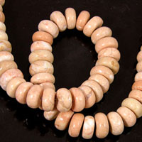 11mm Salmon Peach Stone Rondelle Beads, dyed stone, 12 inch strand