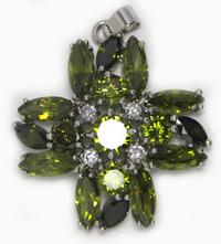28x22mm Cubic Zirconia Crystal Cross Pendant, Olvine, EA
