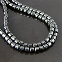 4mm Drum Bead, Magnetic Hematite, 16in str