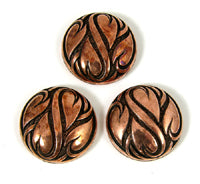 28mm (1.11in) Scrolled Button Dome Cabochon, Antique Copper, pack of 3