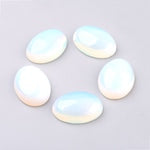 18mm x 13mm Opalite Semiprecious White Flat Back Cabochons, Oval, 18x13mm, Pack of 6