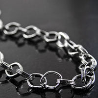 8mm Etched Rolo Chain, etched, Antique Silver Footage Chain, 10 foot spool