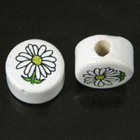 14mm Ceramic Disc Beads, Daisy Flower, ea