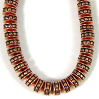 6x10mm Vintage Beaded Rondells, Antiqued Copper, strand