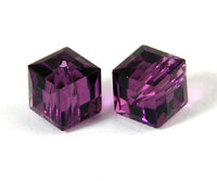 Swarovski Crystal 6mm Square Beads, Amethyst Purple, pack of 2