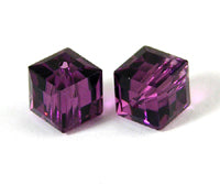 Swarovski Crystal 6mm  Square Beads, Amethyst Purple, pack of 2
