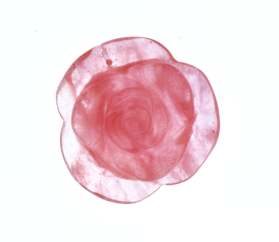 35mm Carved Cherry Quartz Rose Pendant  EA