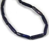 22mm  Glass Tube Beads, Lapis Blue w/gold, strand