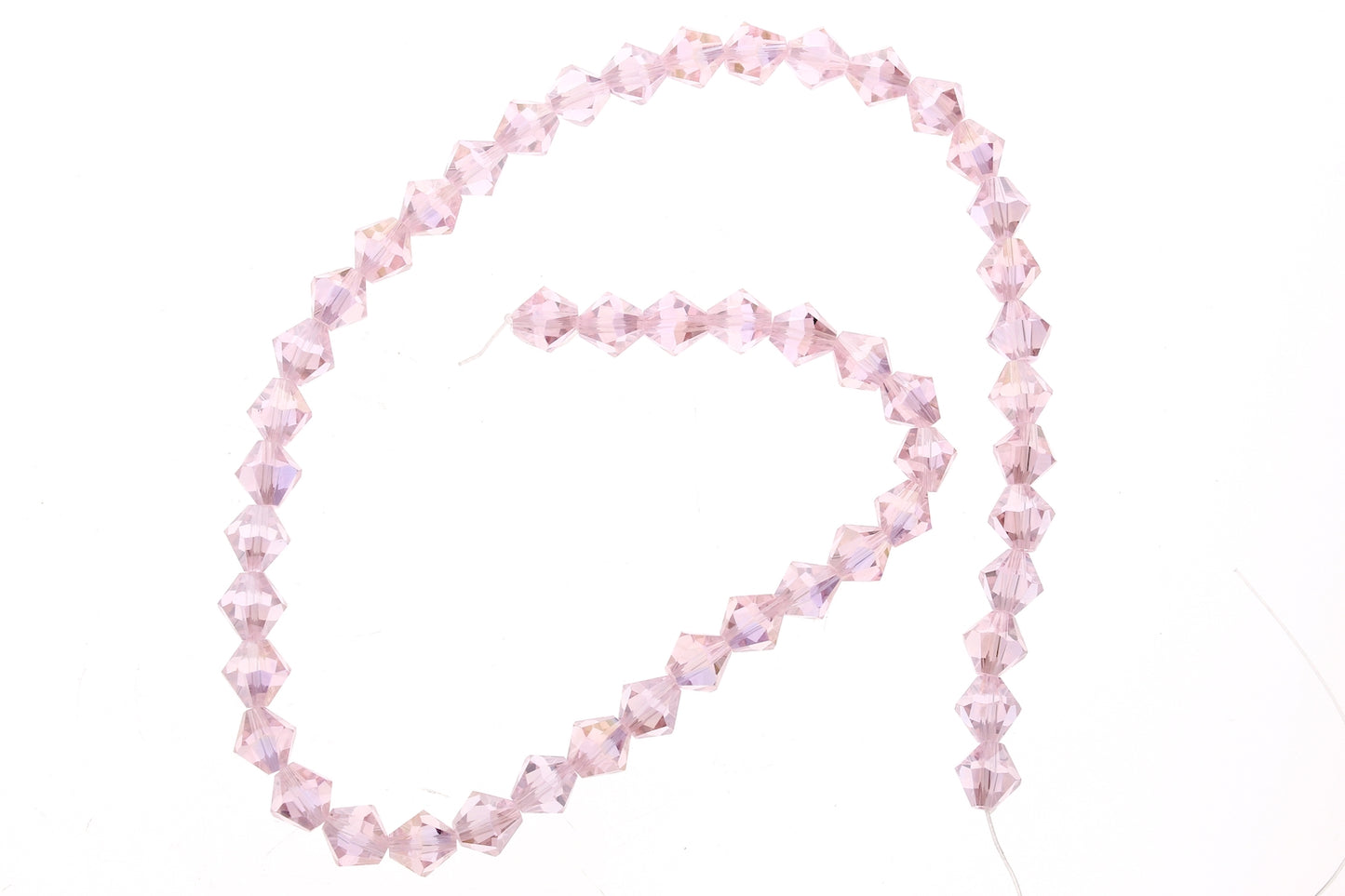 8mm rose Faceted Bi-cone Fire-n-Ice Crystal, 16" Strand