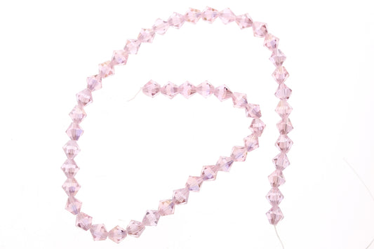 8mm rose Faceted Bi-cone Fire-n-Ice Crystal, 16" Strand