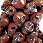 18mm Sugar Skull Beads, chocolate brown, 16 inch strand