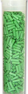 Japanese Glass Bugle Beads #3, Opaque Grass Green, Approx. 606 beads