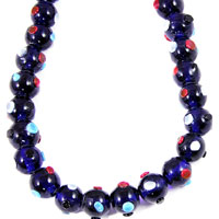 14mm Round Glass Beads, Cobalt Blue, 12 inch strand
