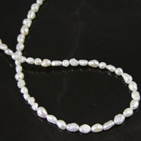 5x3mm White Freshwater Rice Pearls Beads, 60 pearls per strand