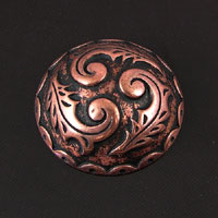 24mm Round Vintage Oak Leaf Scroll Cabochon, Flat back, Antique Copper, pack of 3