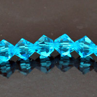 8mm Faceted Bi-cone Aqua Crystal 16" strand