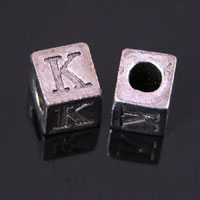 8mm Metal Cast Alphabead K, pack of 12