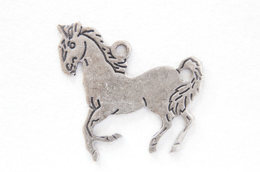 18x17mm Antique Silver Finish Horse Charm, pk/6