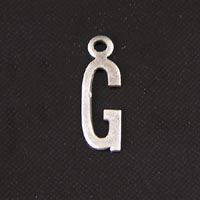 15mm G Letter Charm, Vintage Silver, 6 pack