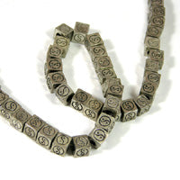 7mm Yin Yang Designed Cubed Spacer Beads, Silvertone, 12in strand