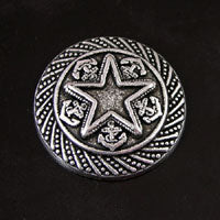 38mm Nautical Maritime Cabochon w/14mm star bezel for enamel, Vintage Silver, pack of 3