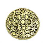 35mm Round Florentine Flat back Cabochon, Antique Gold, pack of 2