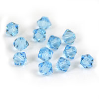 4mm Swarovski Crystal Bicone Beads, Aqua Blue, pack of 12