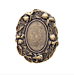 Tulip Oval Stamping with 18mm x 13mm bezel setting, ready for engraving, antique gold, made in USA, pack of 3
