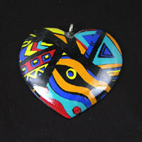 30x26mm Lucite Aztec Heart Flat Back, pk/2