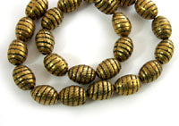 14x10mm Gold SPIRAL BICONE BEADS, 24 beads per strand