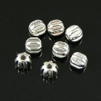 Silver Finish 5x4mm Plated Metal Corrugated Spacer Beads, Package of 25